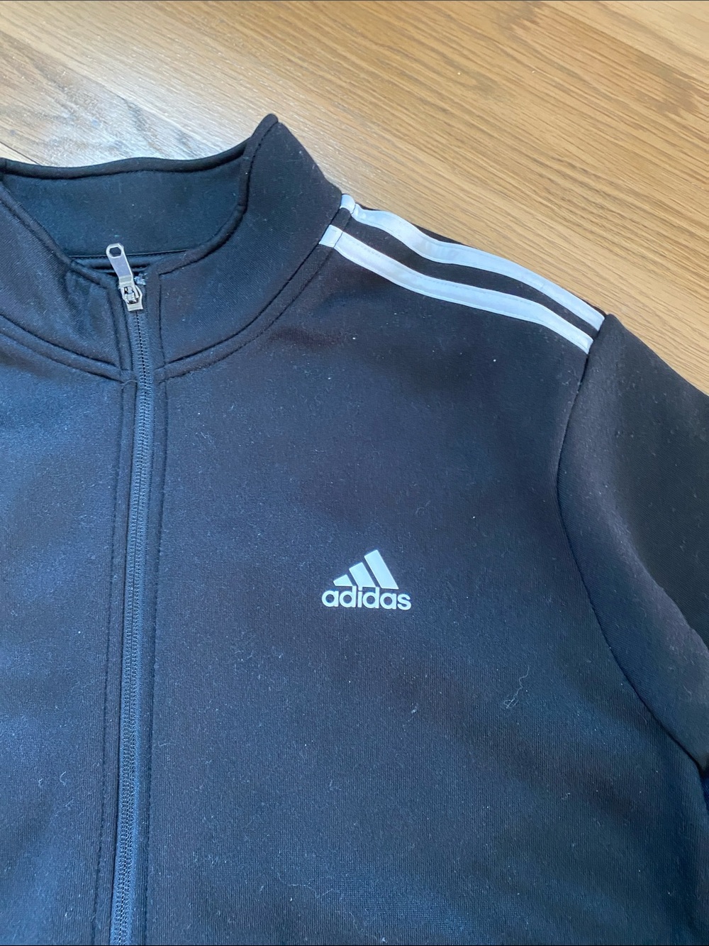 NWT adidas L Black Track Jacket with White Three-Stripes - Picture 4 of 8